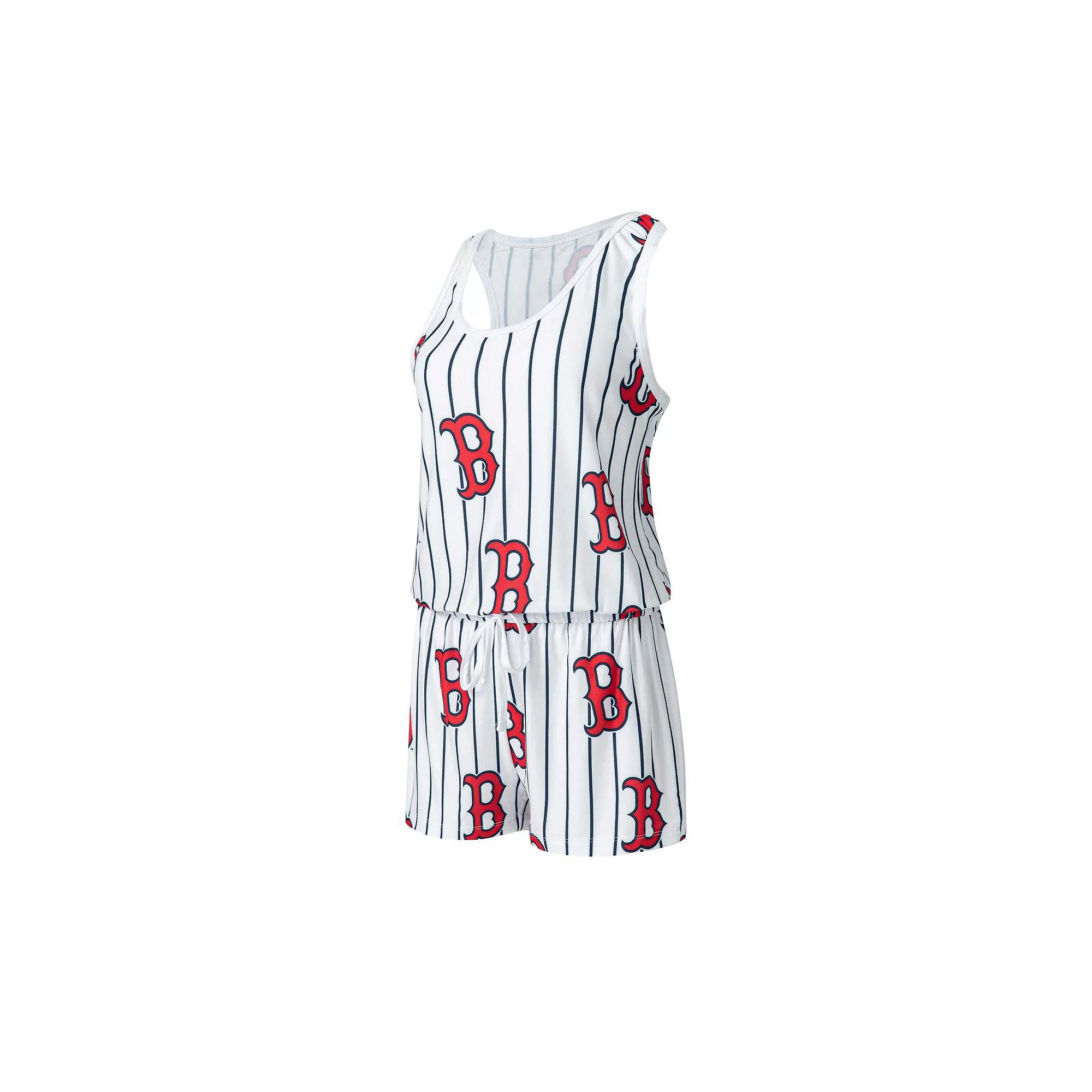 Women's Concepts Sport White Boston Red Sox Reel Pinstripe Knit Romper,  Product Image