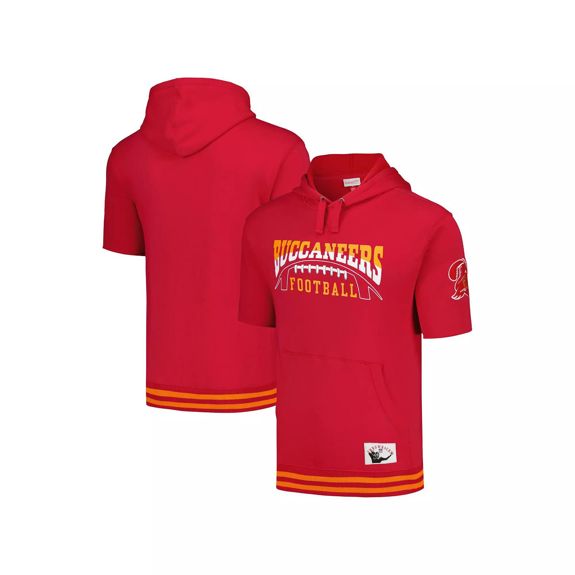 Men's Mitchell & Ness Red Tampa Bay Buccaneers Pre-Game Short Sleeve Pullover Hoodie,  Product Image