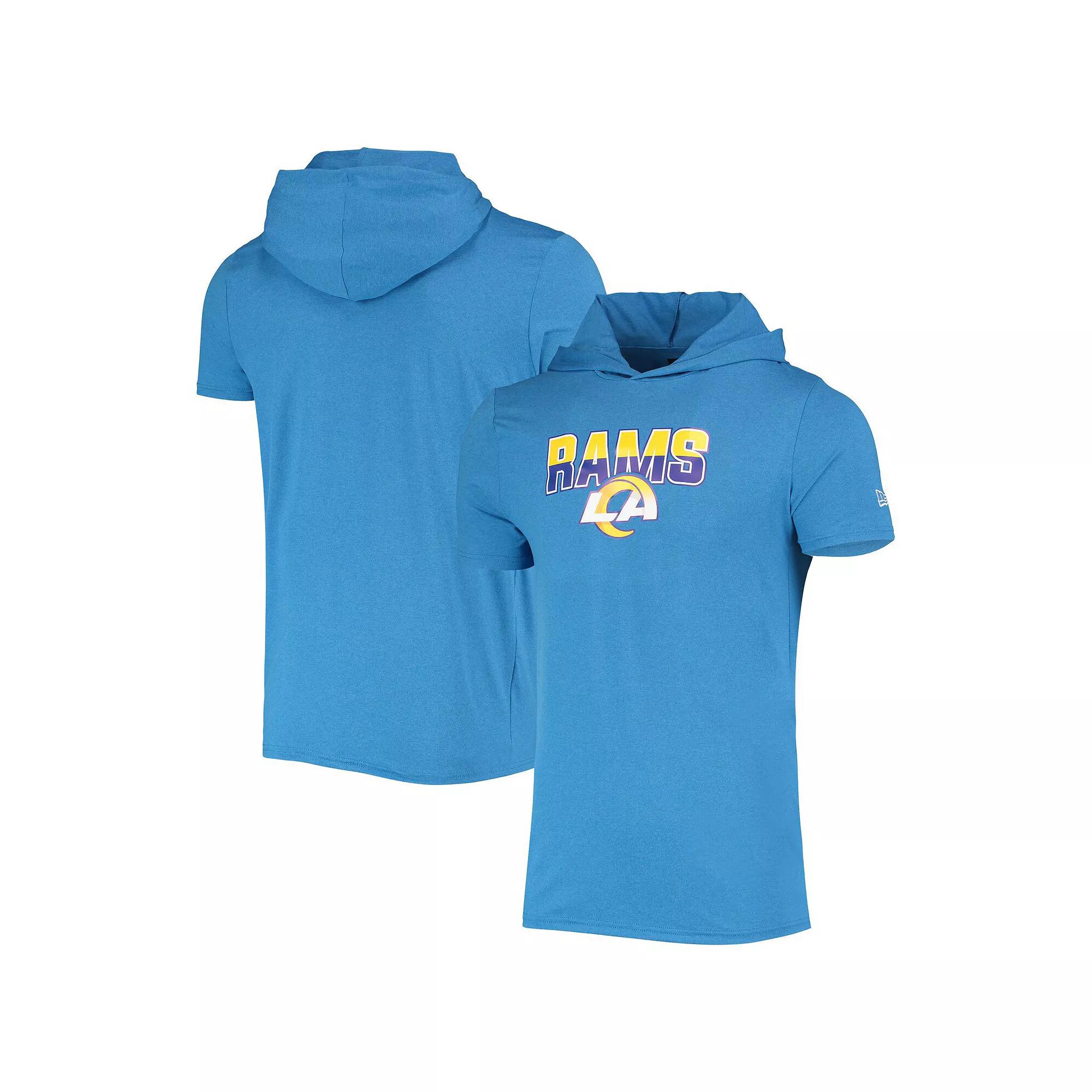 Men's New Era Heathered Blue Los Angeles Rams Team Brushed Hoodie T-Shirt,  Product Image