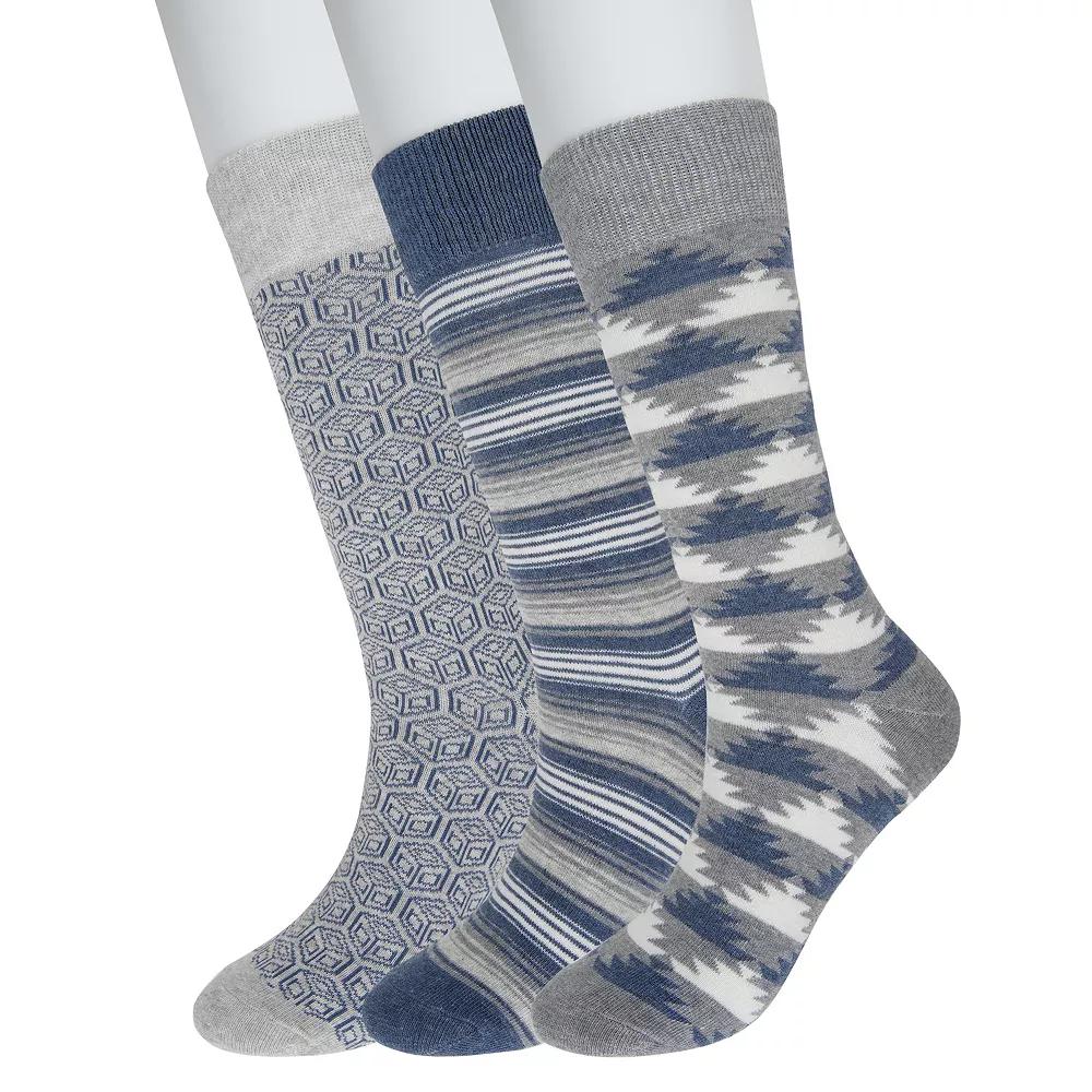 Men's Sonoma Goods For Life® 3-pack Patterned Dress Socks, Ikat Gray Product Image