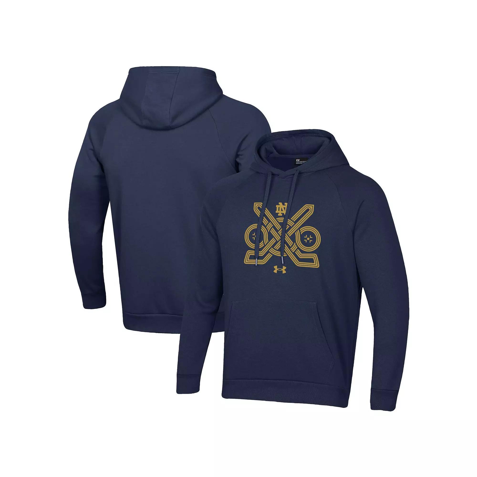Men's Under Armour Navy Notre Dame Fighting Irish Ireland Hockey All Day Pullover Hoodie, Size: Small, Blue Product Image