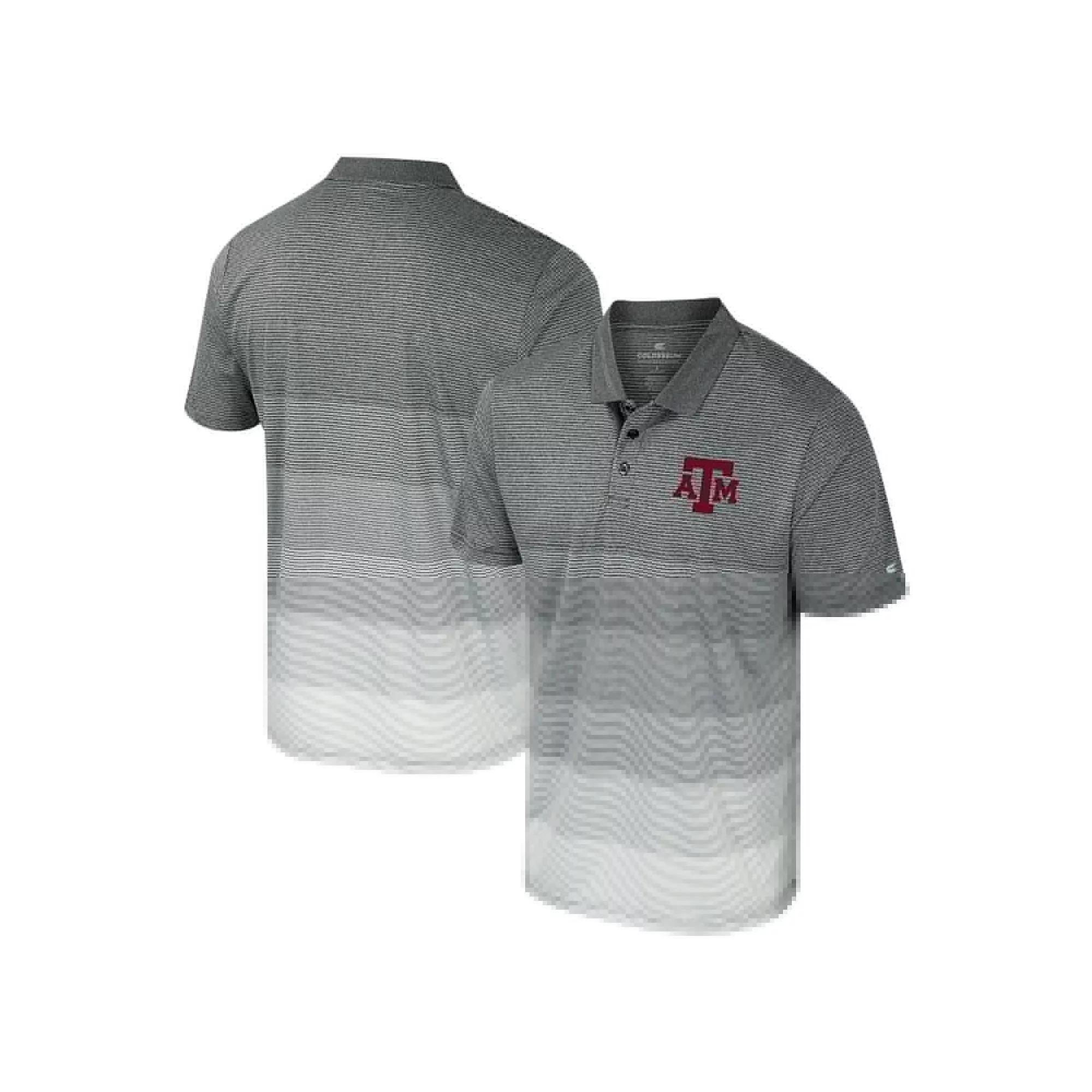 Men's Colosseum Gray Texas A&M Aggies Striped Mesh Polo, Size: XXL, Grey Product Image