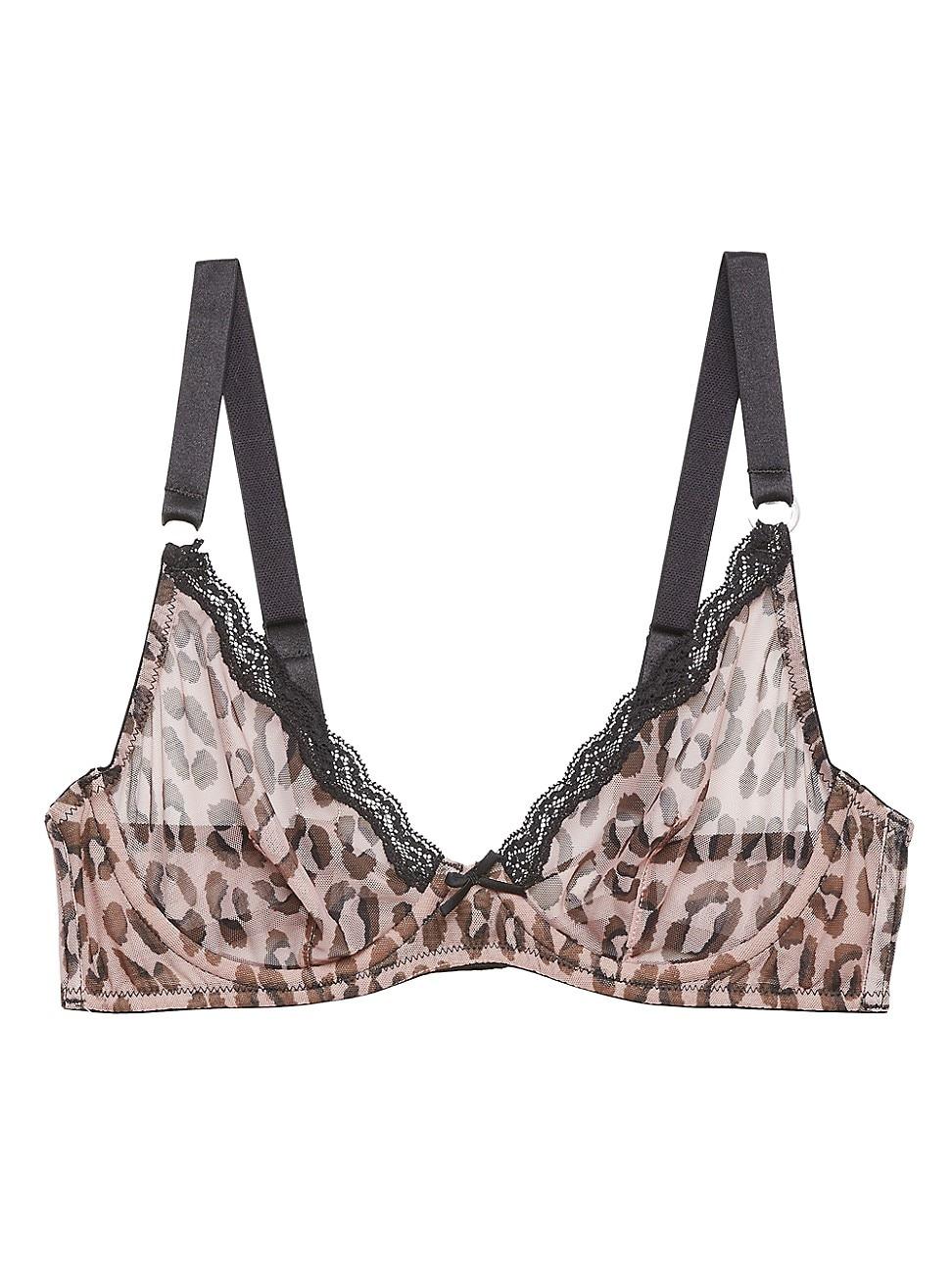Womens Leopard Sheer Tulle Demi Bra Product Image