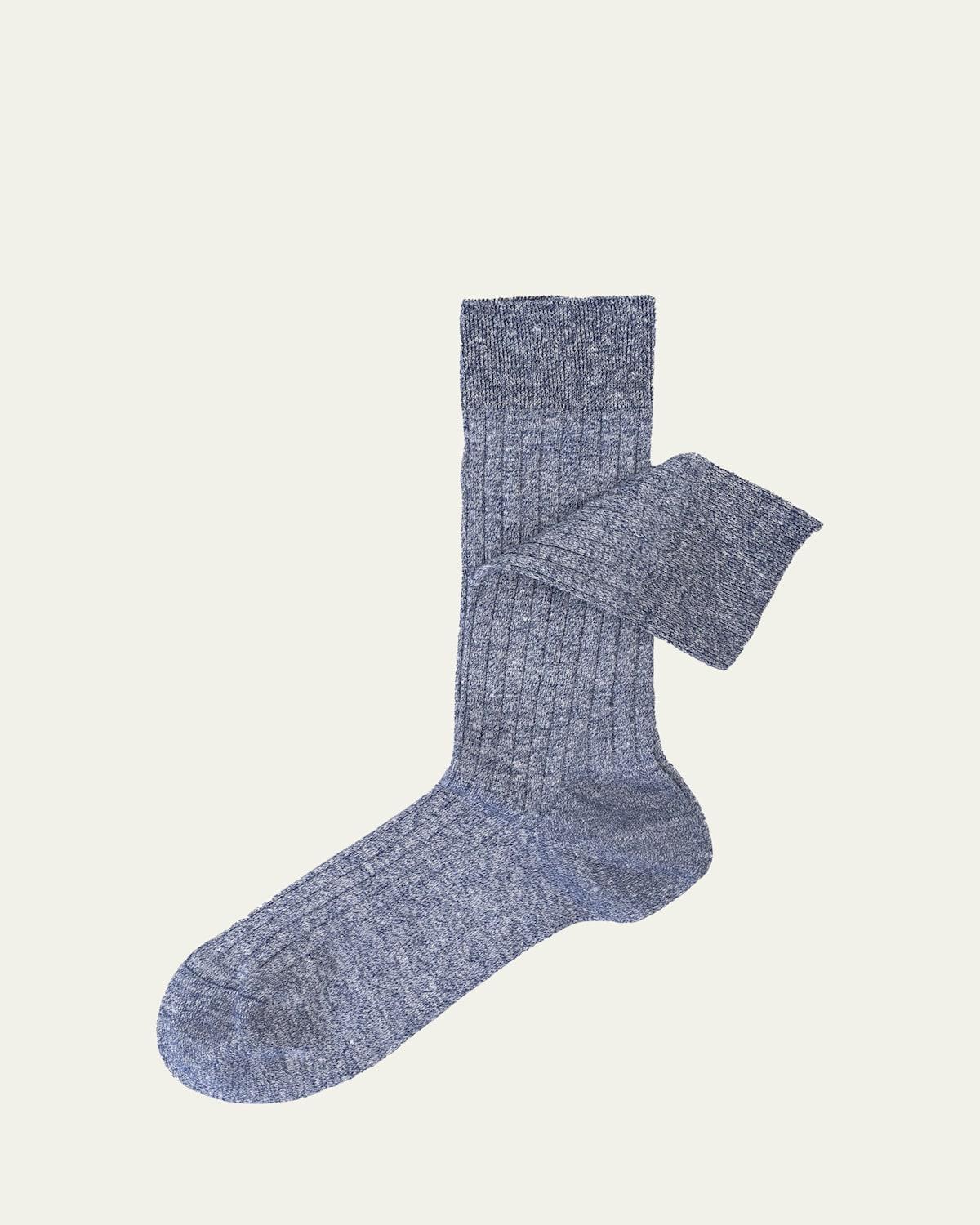 Mens Linen and Cotton Rib Crew Socks Product Image