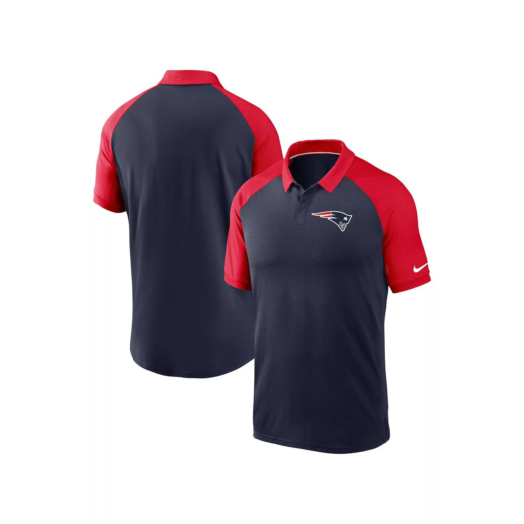 Men's Nike Navy New England Patriots Raglan Tri-Blend Performance Polo, Size: Large, Blue Product Image