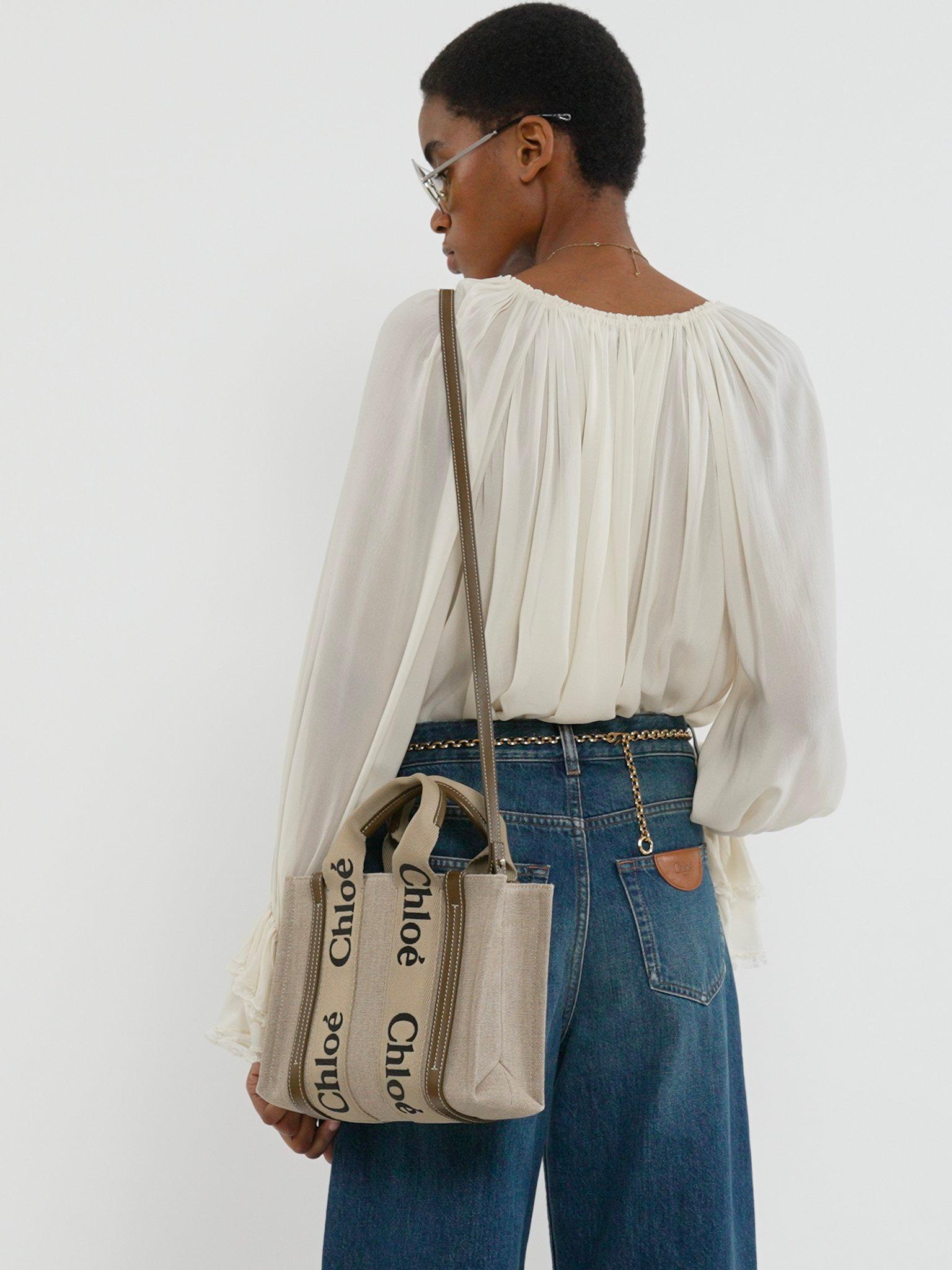Small Woody tote bag in linen Product Image