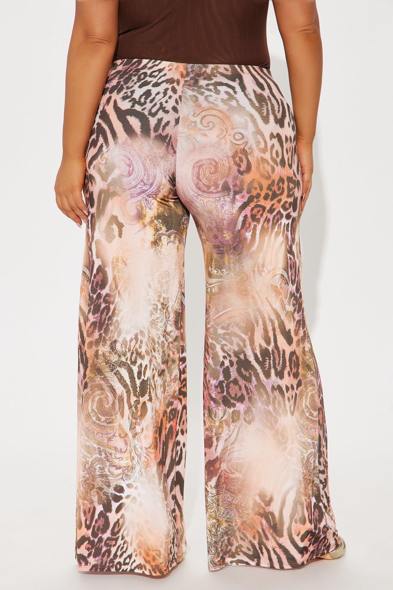 Wild Desire Leopard Wide Leg Pant - Rust/combo Product Image