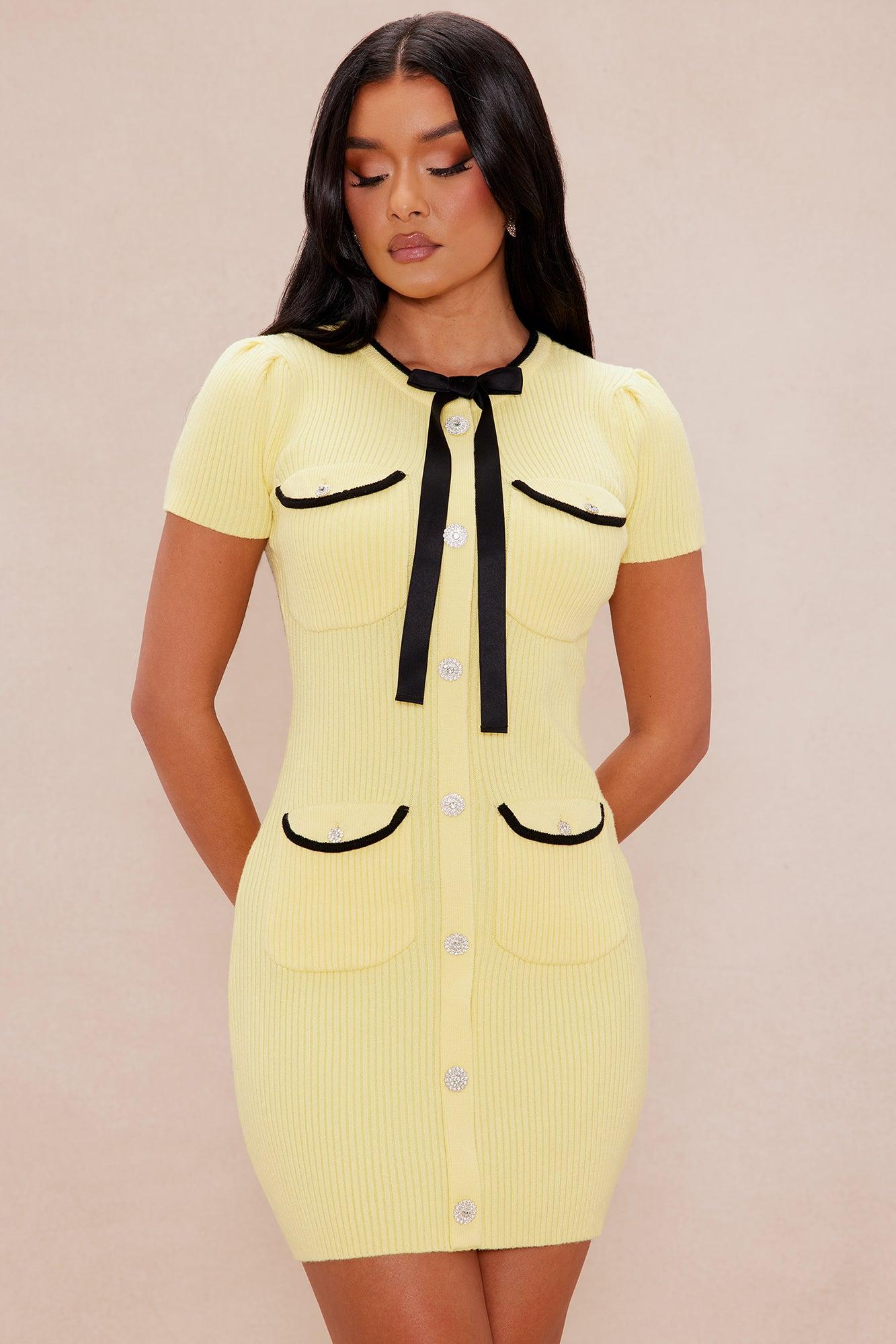 Courtney Sweater Mini Dress - Yellow/combo Product Image