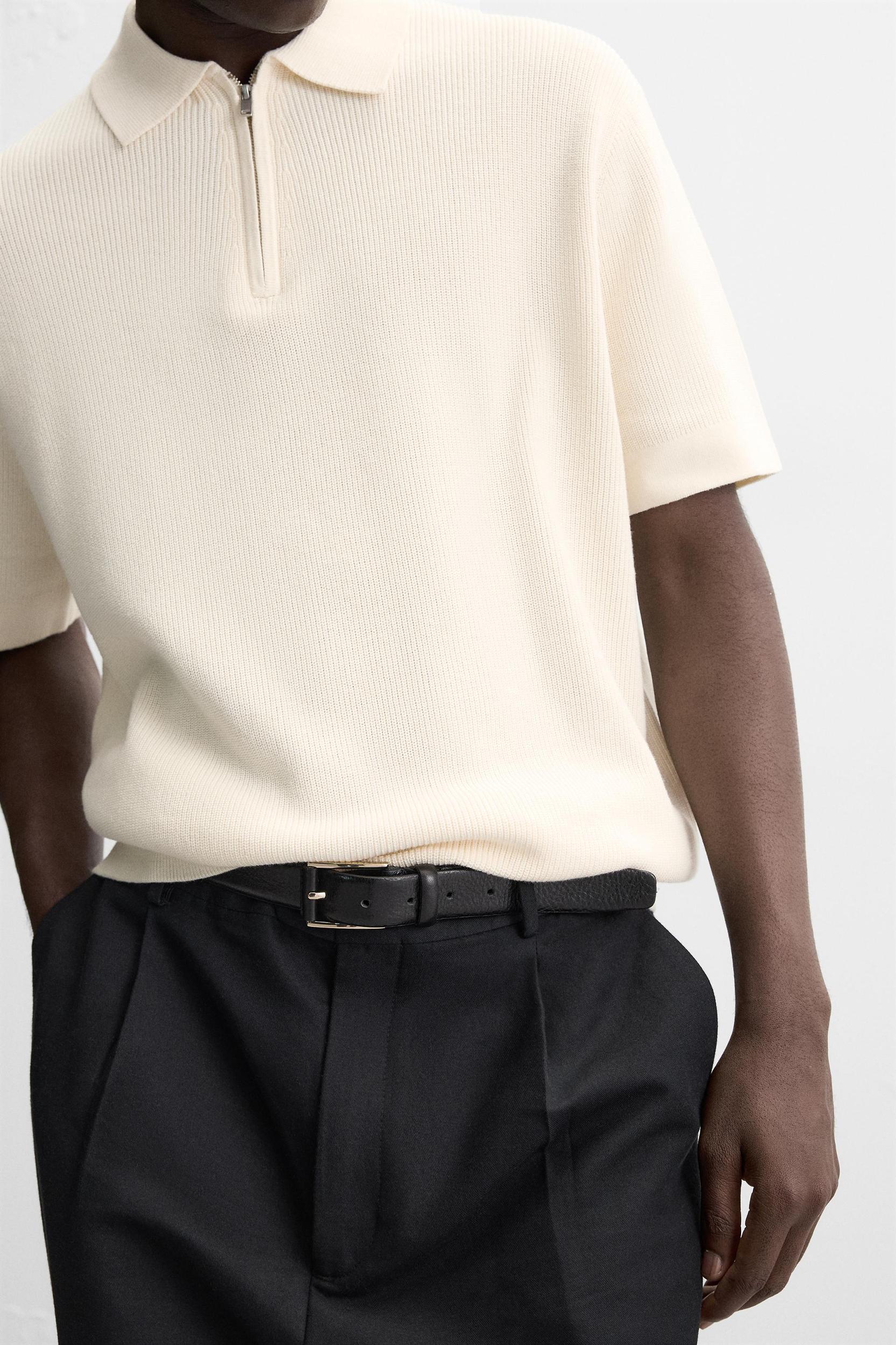 PURL KNIT ZIPPER POLO SHIRT Product Image