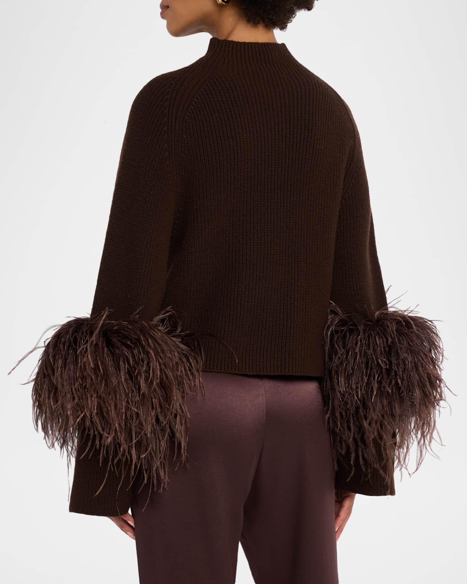 Mock-Neck Feather Merino Wool Sweater Product Image