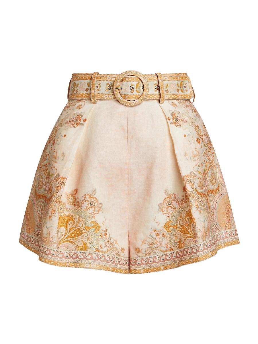 Womens Acacia Tuck Linen Belted Shorts Product Image