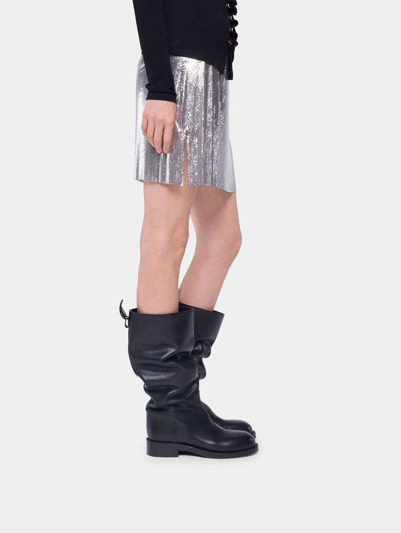 SILVER MINI SKIRT IN MESH Product Image