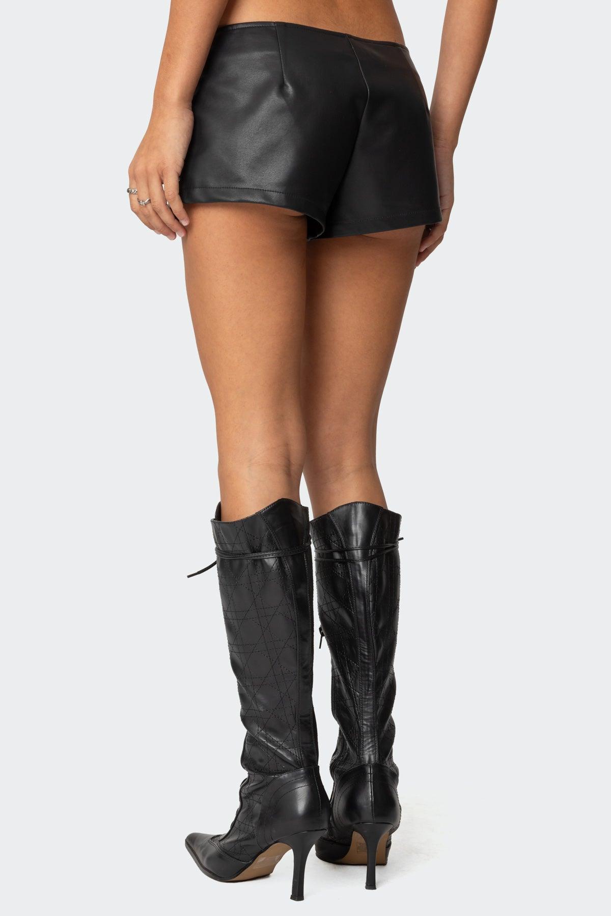 Studded Faux Leather Micro Shorts Product Image