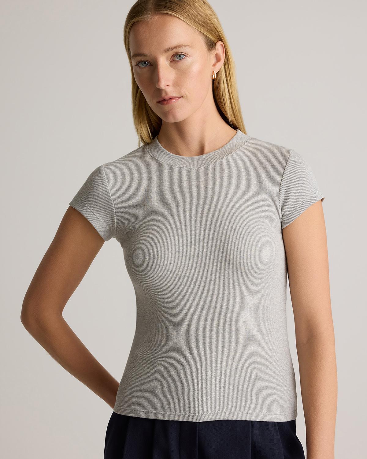 Quince | Women's Micro-Rib Crewneck T-Shirt Organic Cotton Product Image