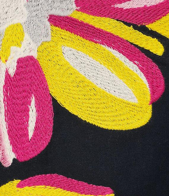 FRANCES VALENTINE Charming Floral Print Split Scoop Neck 3/4 Sleeve Dress Product Image