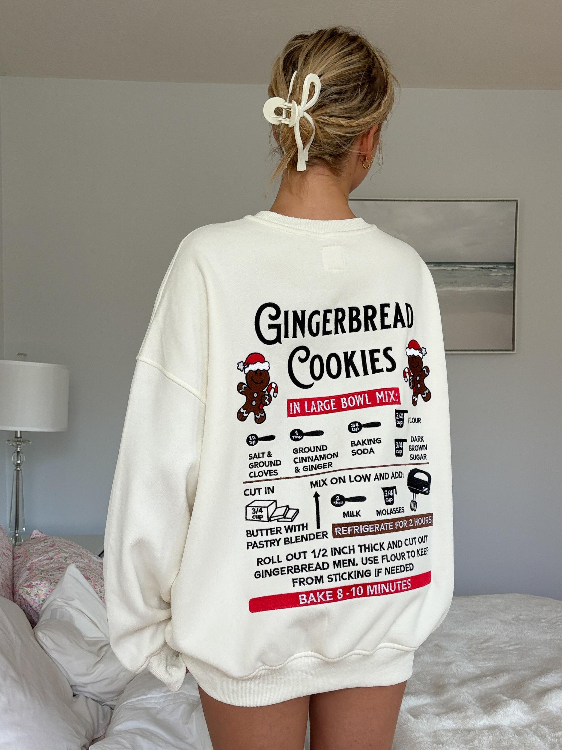 Ivory Gingerbread Recipe Christmas Embroider Sweatshirt Product Image