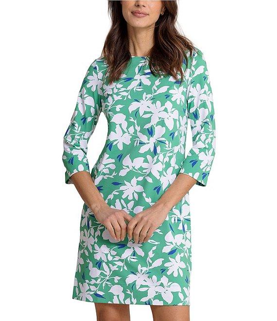 Southern Tide Leira Blossom Bay Crew Neck 3/4 Sleeve Dress Product Image