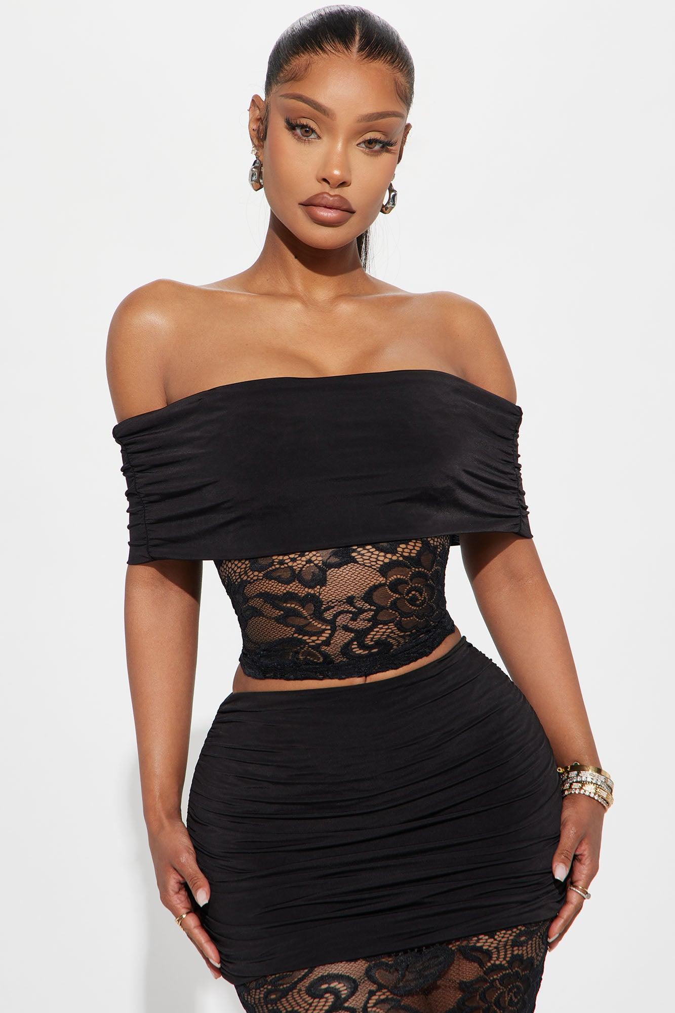 Bella Lace Maxi Skirt Set - Black Product Image