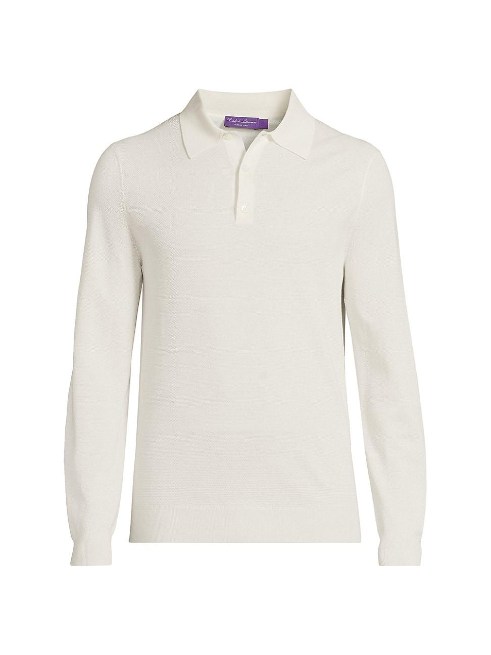 Mens Silk-Cotton Polo-Collar Sweater Product Image