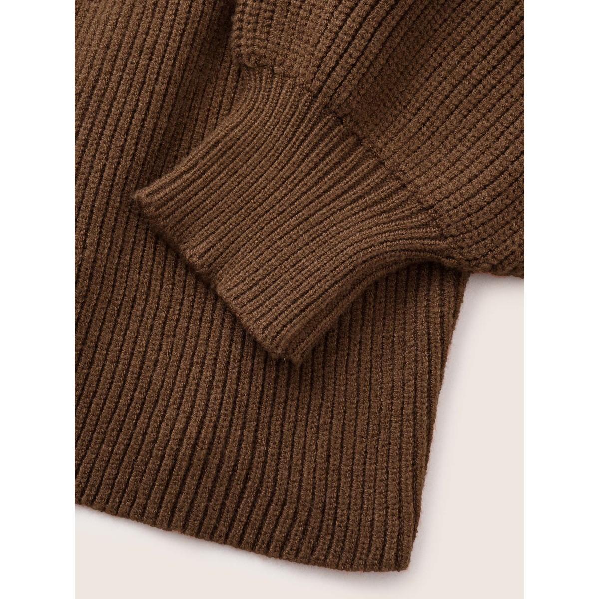 Plus Size Supersoft Essentials Solid Square Neck Raglan Sleeve Pullover Chocolate Women Elegant Long Sleeve Square Neck Everyday Pullovers BloomChic 28/5X Product Image