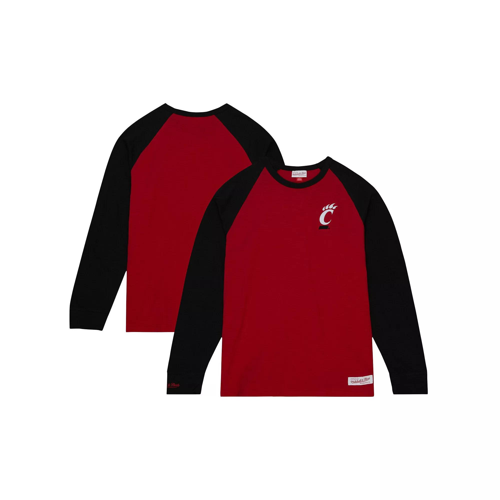 Men's Mitchell & Ness Red Cincinnati Bearcats Legendary Slub Raglan Long Sleeve T-Shirt, Size: XL Product Image