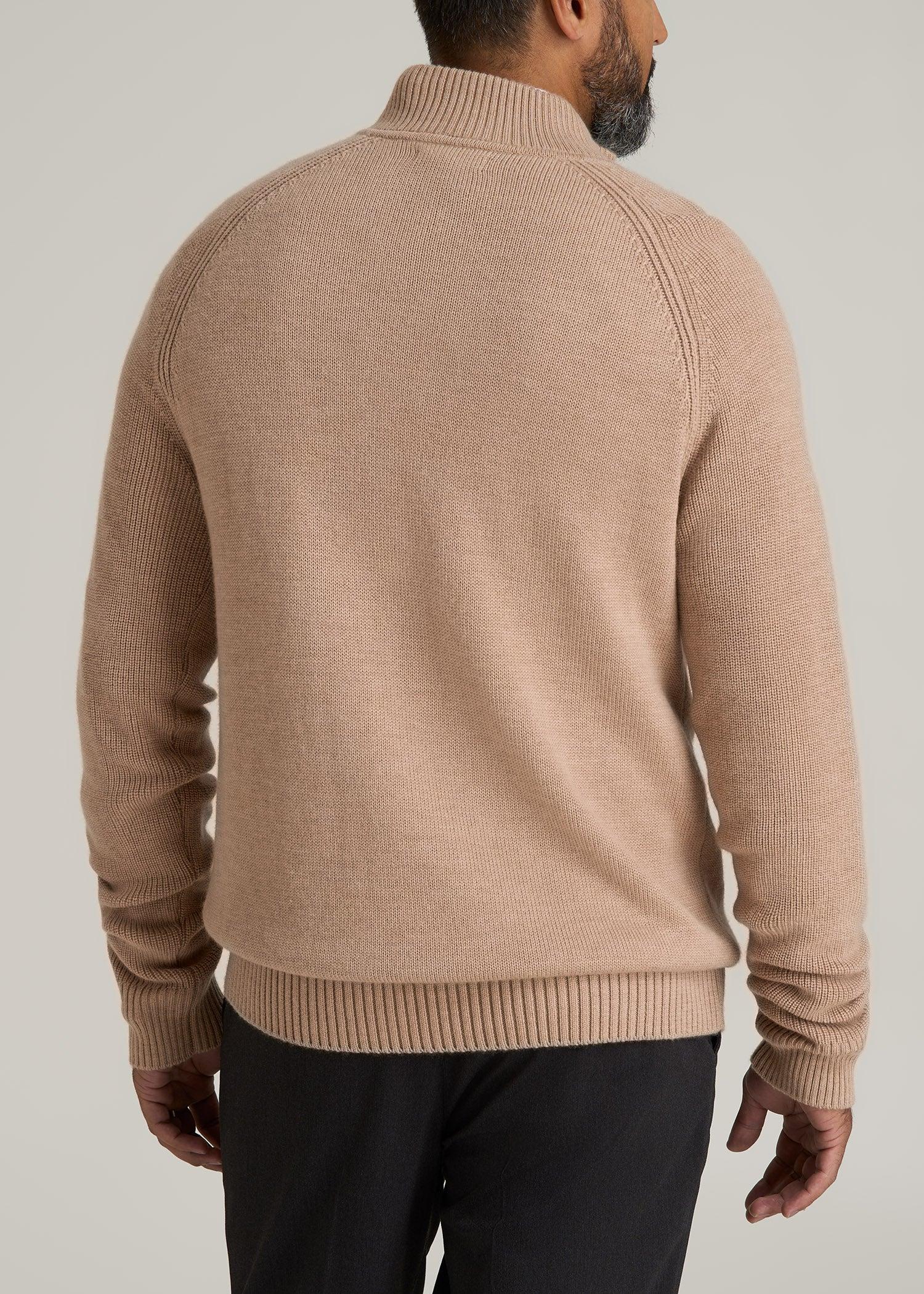 Chunky Merino Quarter-Zip Sweater for Tall Men in Oat Product Image