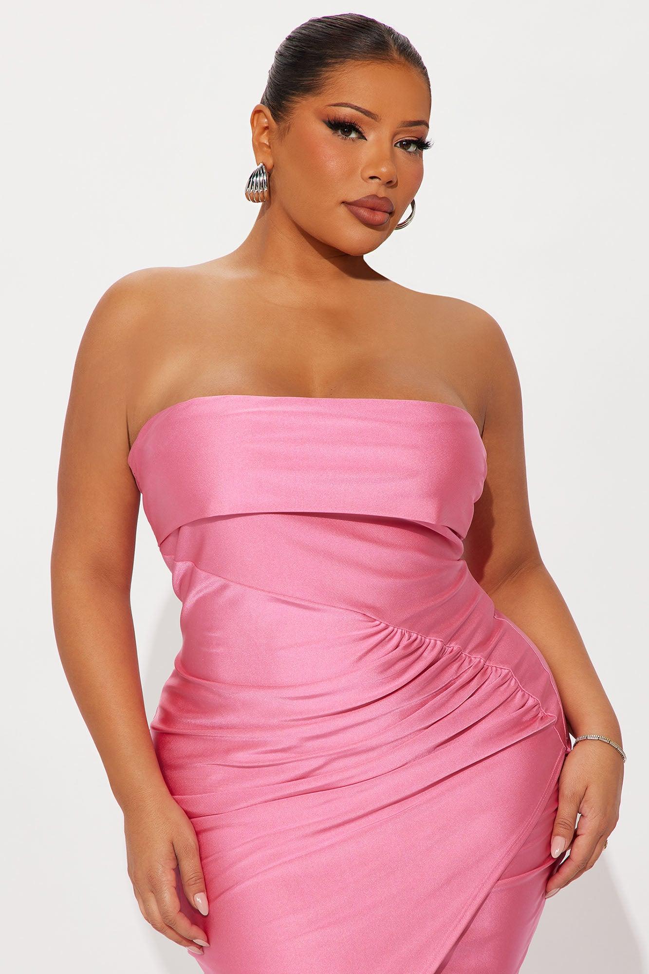 Charlotte Ruched Strapless Midi Dress - Pink Female Product Image