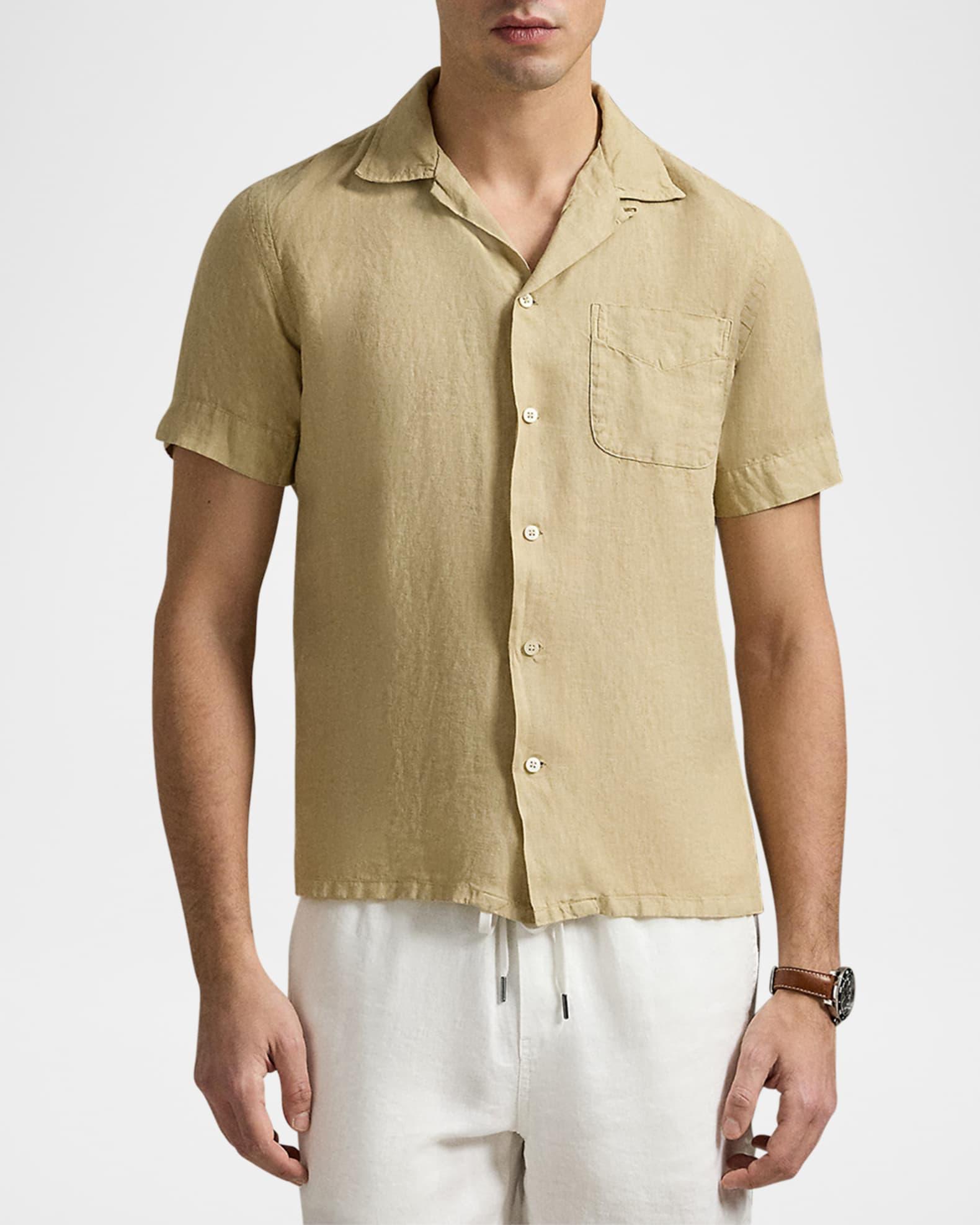 Mens Classic-Fit Slub Linen Camp Shirt Product Image