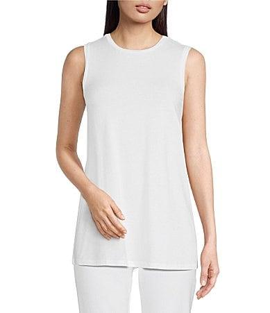Eileen Fisher Tencel Jersey Knit Crew Neck Long Shell Product Image