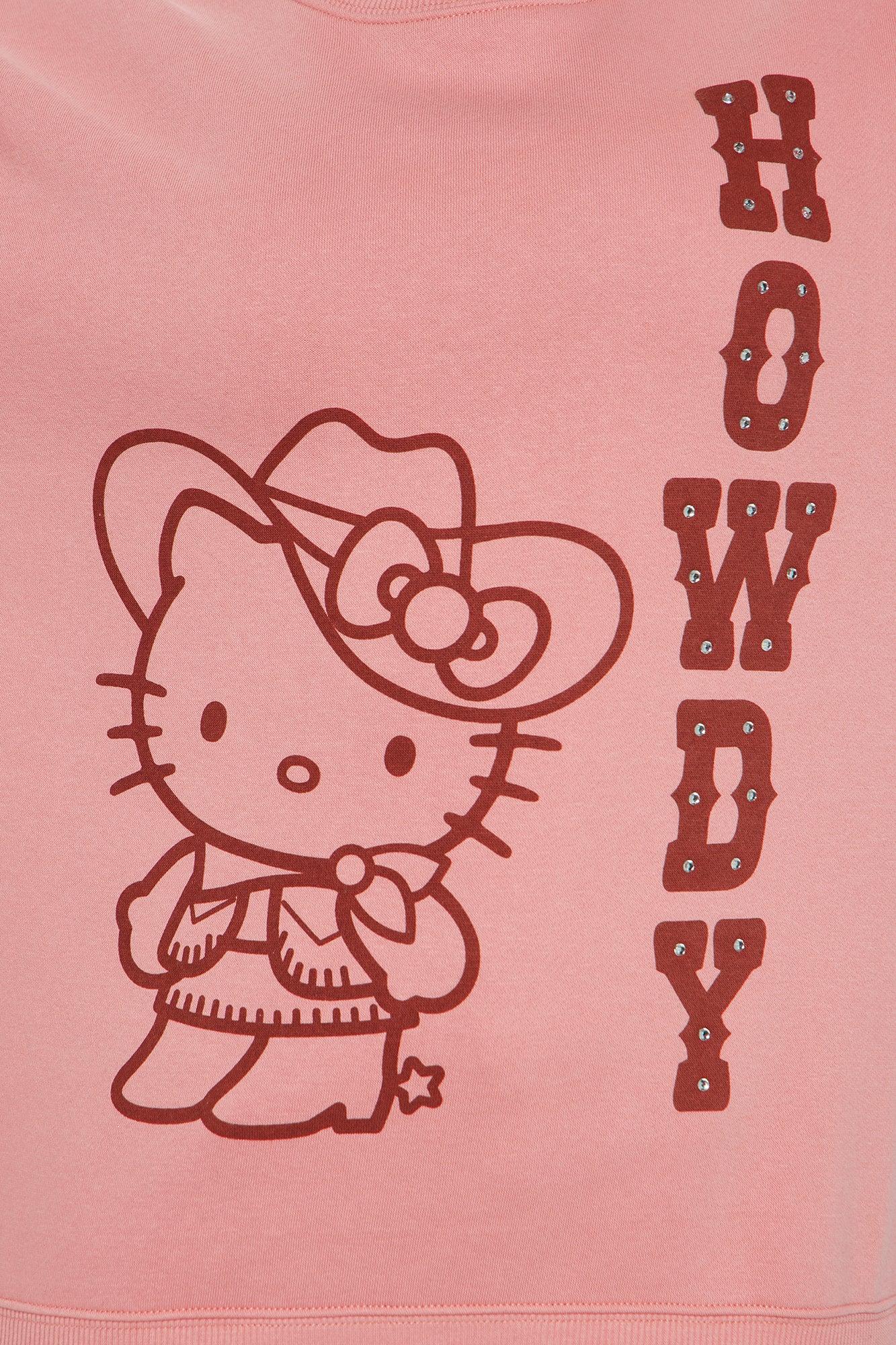 Rodeo Sweetheart Hello Kitty Oversized Sweatshirt - Pink Product Image