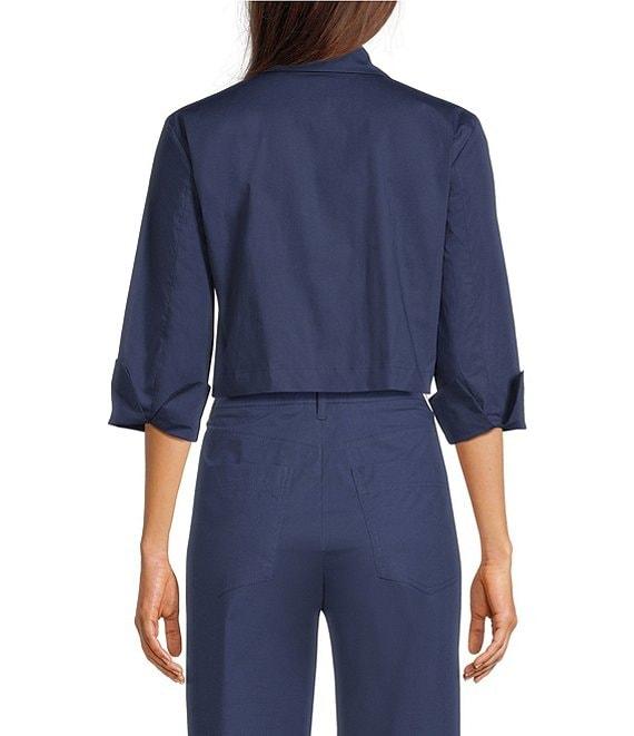 Marella Coordinating Zolla Organic Cotton Stretch Poplin Notch Lapel 3/4 Sleeve One-Button Cropped Jacket Product Image