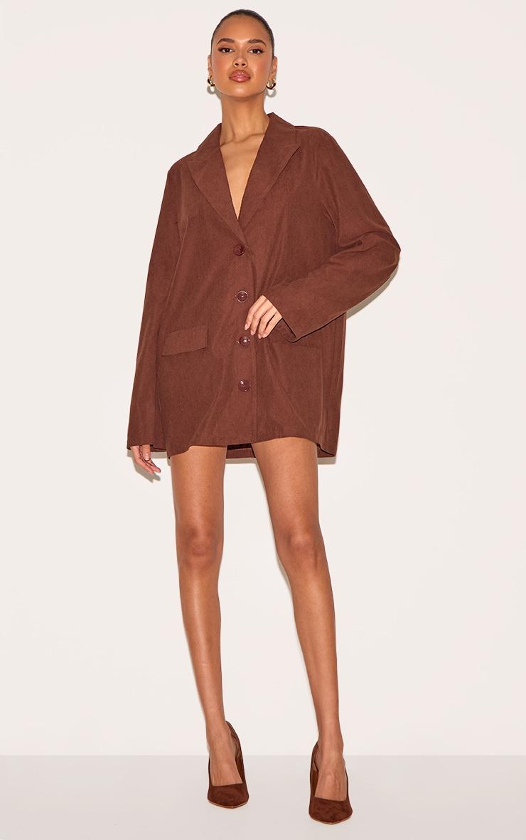  Chocolate Cord Oversized Blazer Dress Product Image