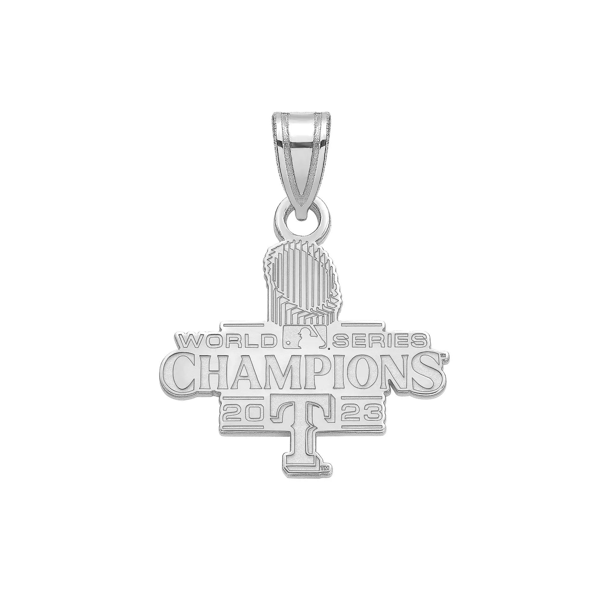 LogoArt Sterling Silver 2023 World Series Champs Texas Rangers Small Pendant, Women's Product Image