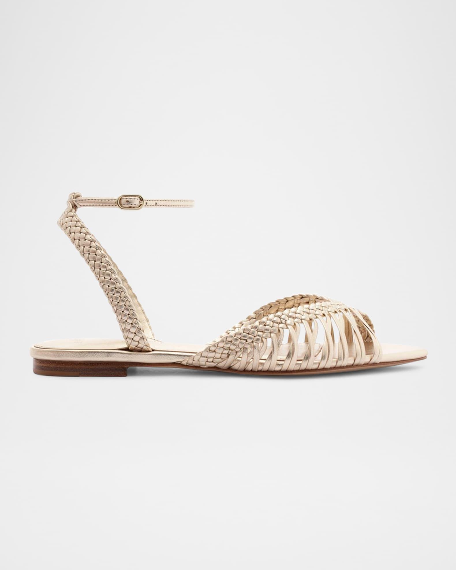 Agatha Braided Metallic Leather Flat Sandals Product Image