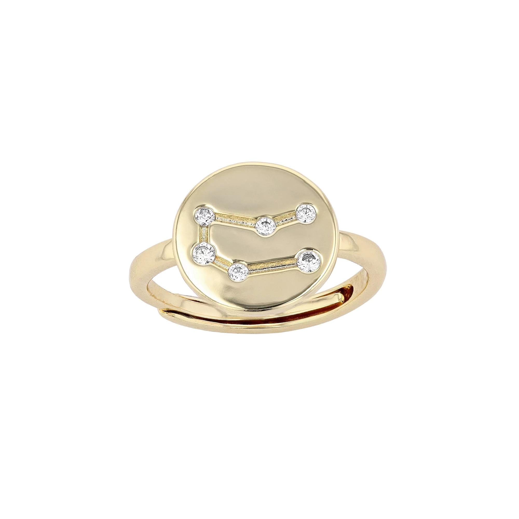 City Luxe Horoscope Cubic Zirconia Disk Horoscope Adjustable Ring, Women's, Gold Tone Scorpio Product Image