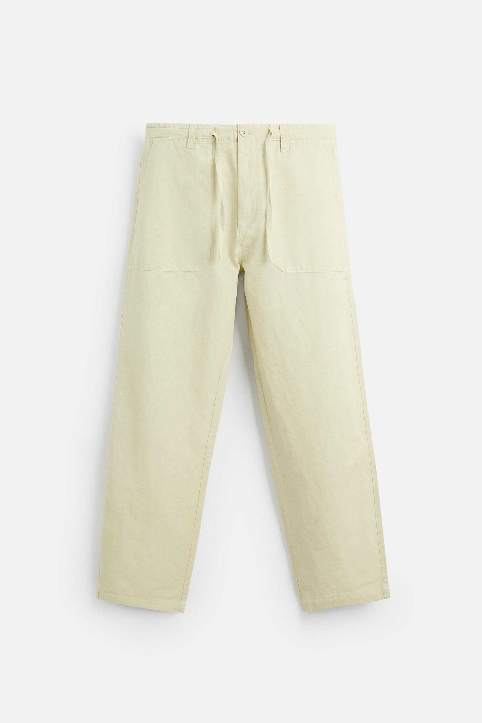 STRAIGHT FIT LINEN COTTON PANTS Product Image