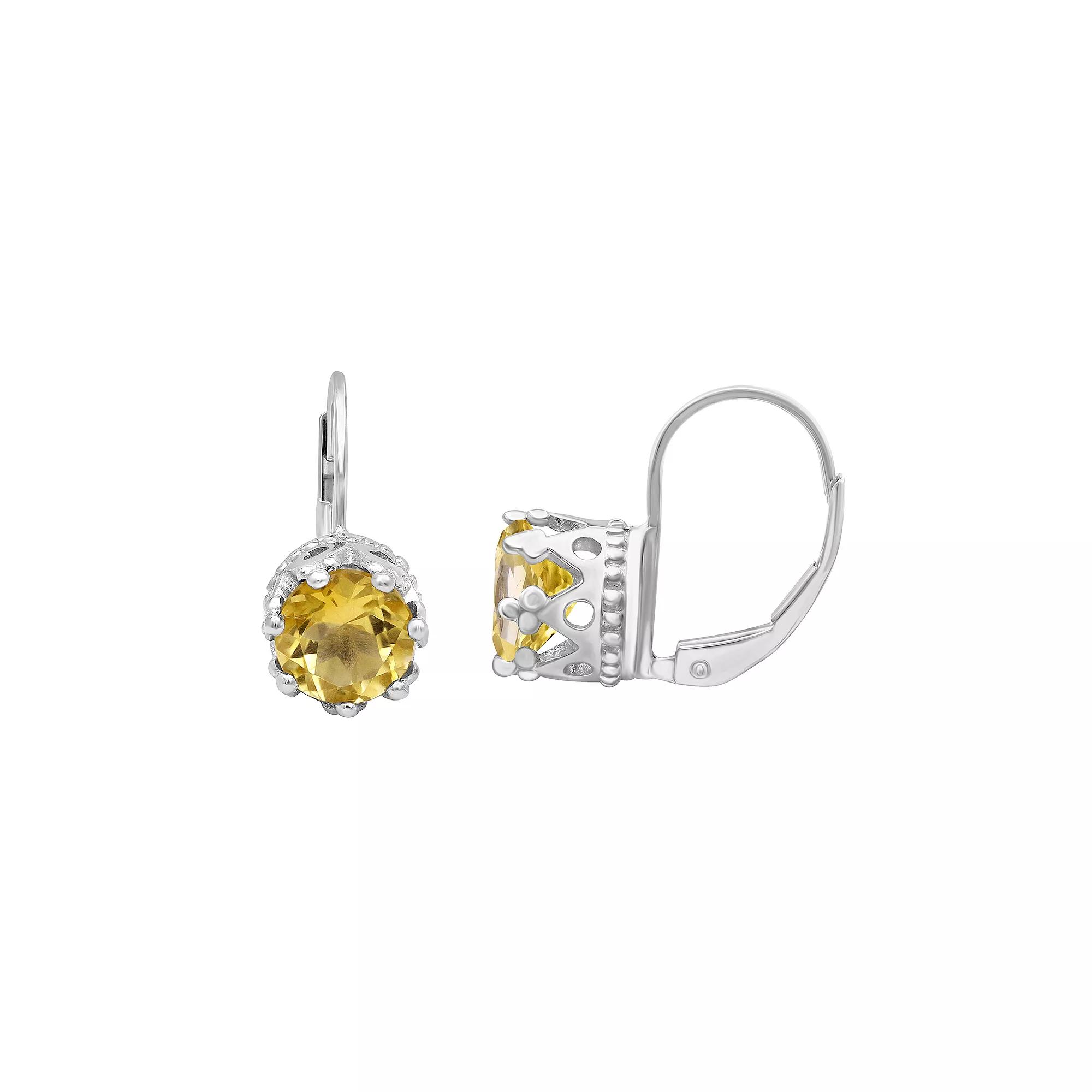 Jewelexcess Sterling Silver Citrine Leverback Earrings, Women's Product Image