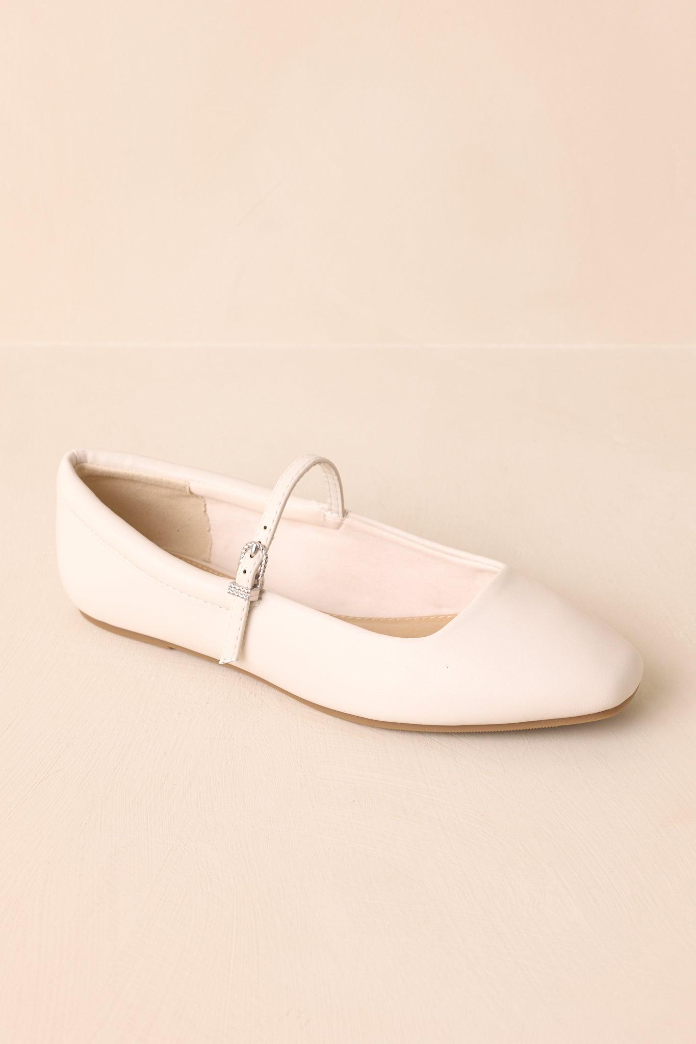 You Know The Way Ivory Faux Leather Mary Jane Flats Product Image