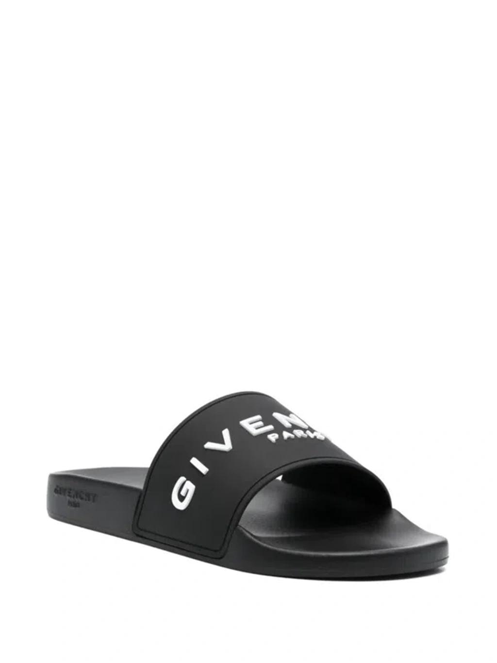 Black Logo-Print Pool Slides Product Image