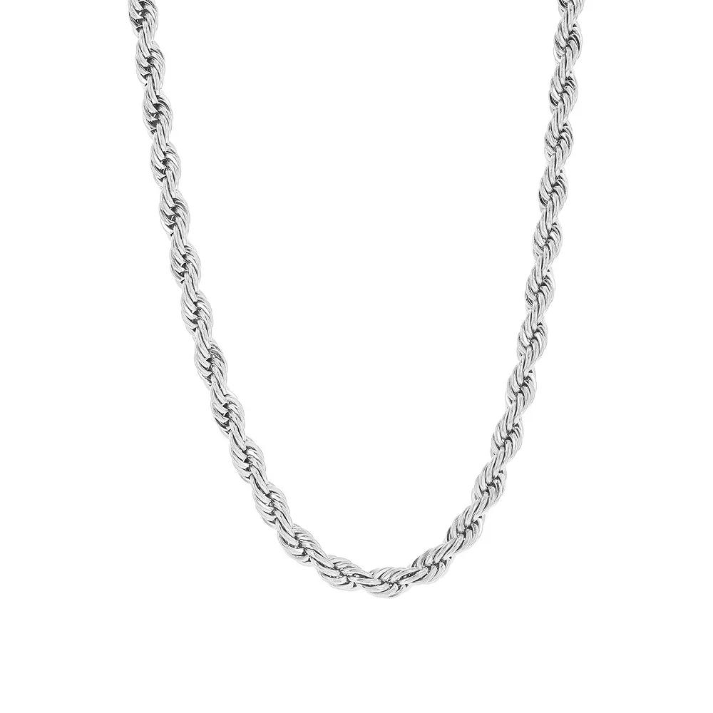 Metallo Stainless Steel 5mm Rope Chain Necklace, Men's, Size: 24" Product Image