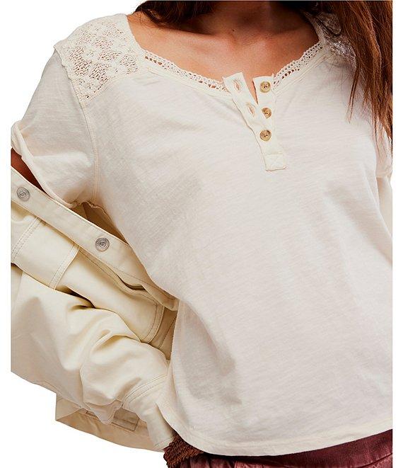 Free People Heirloom Henley Neck Short Sleeve Tee Product Image