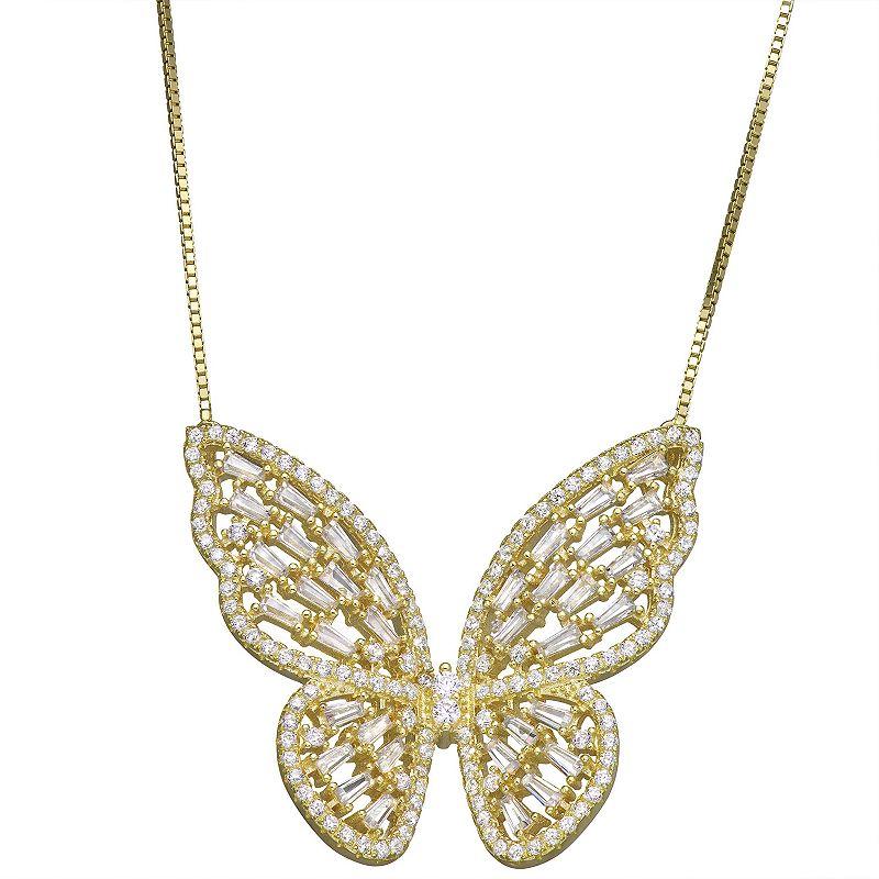 Designs by Gioelli Sterling Silver Cubic Zirconia Butterfly Necklace, Womens Product Image