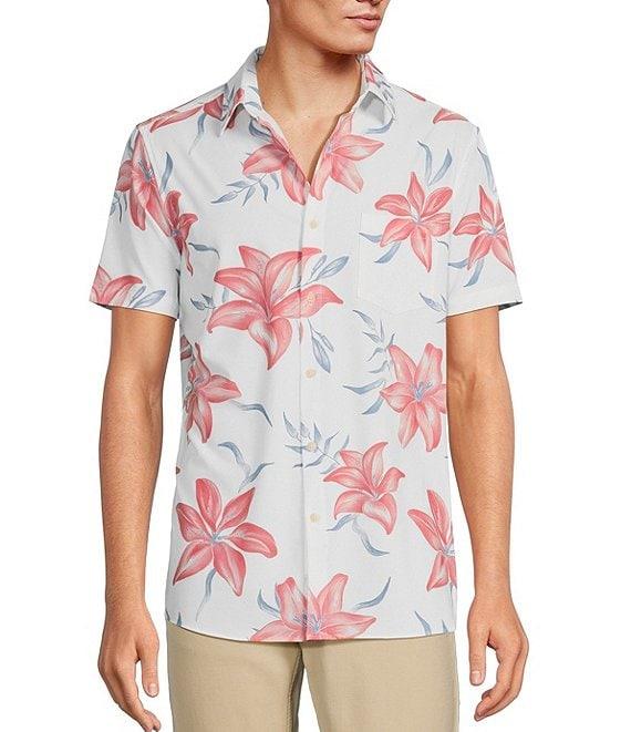 Rowm Rec + Relax Short Sleeve Performance Lily Print Shirt Product Image