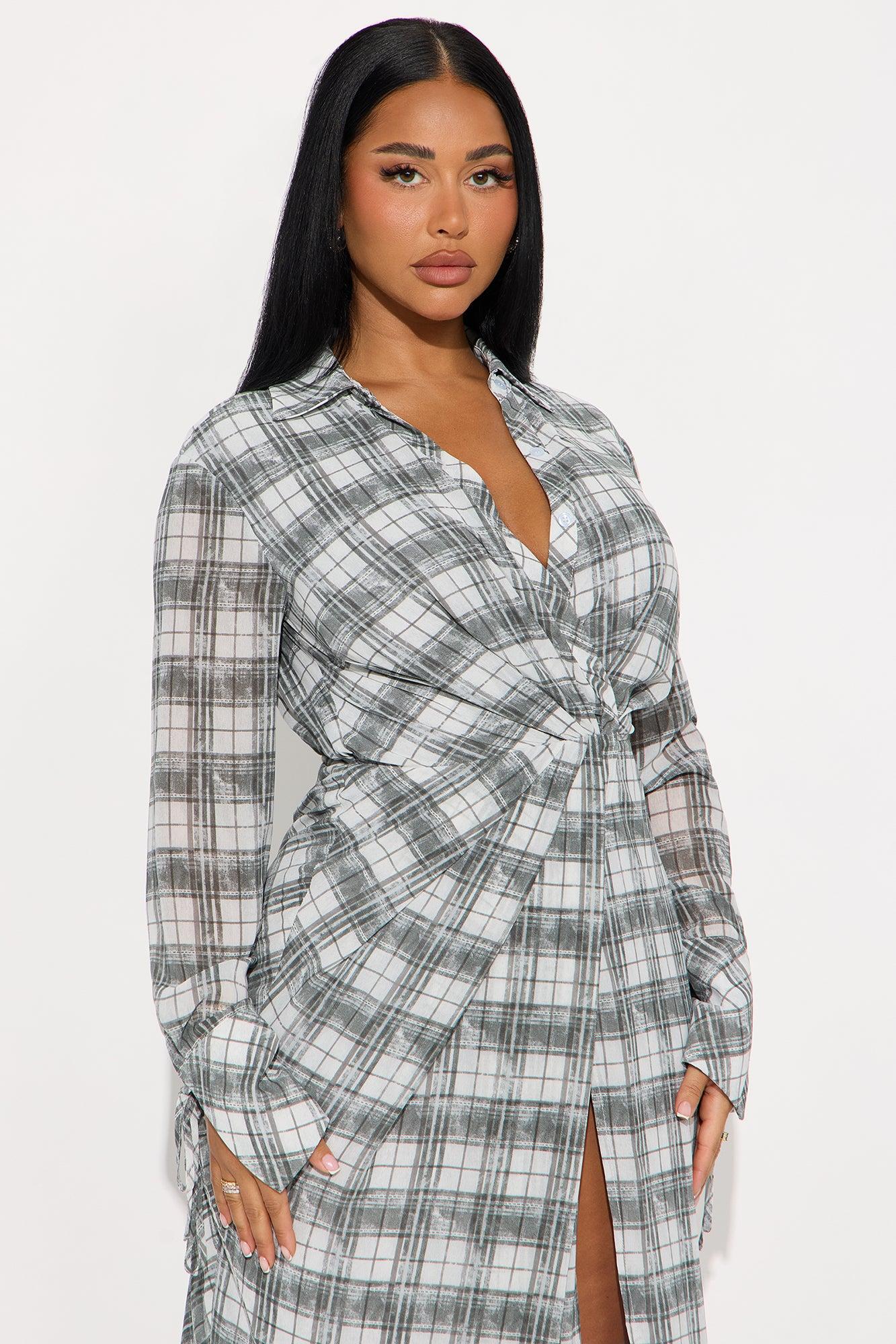 Marlee Chiffon Maxi Shirt Dress - Grey Female Product Image