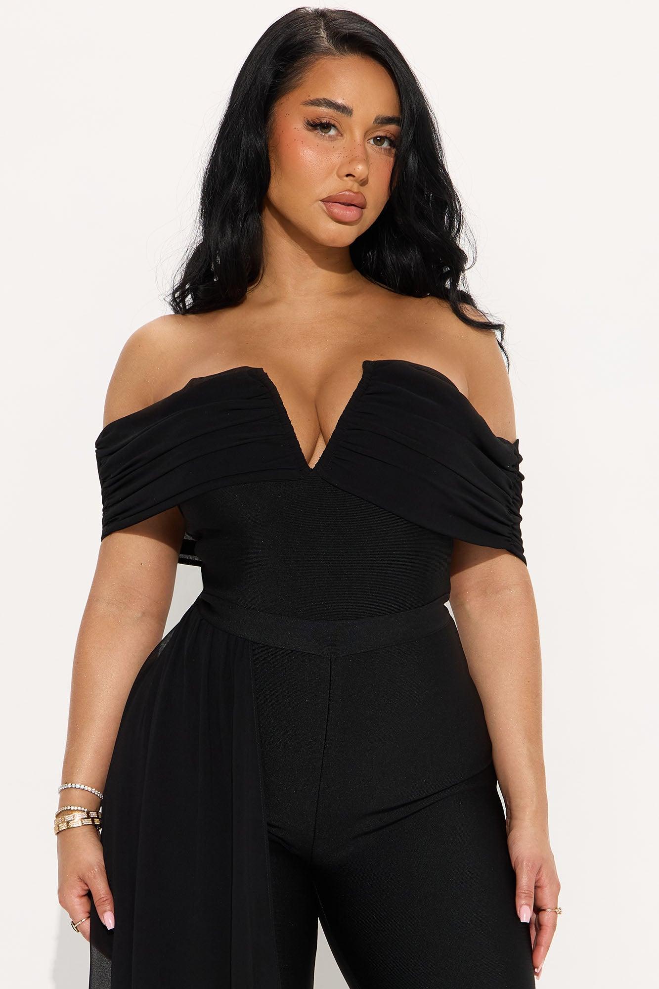 Extra Care Ruched Bandage Jumpsuit - Black Product Image