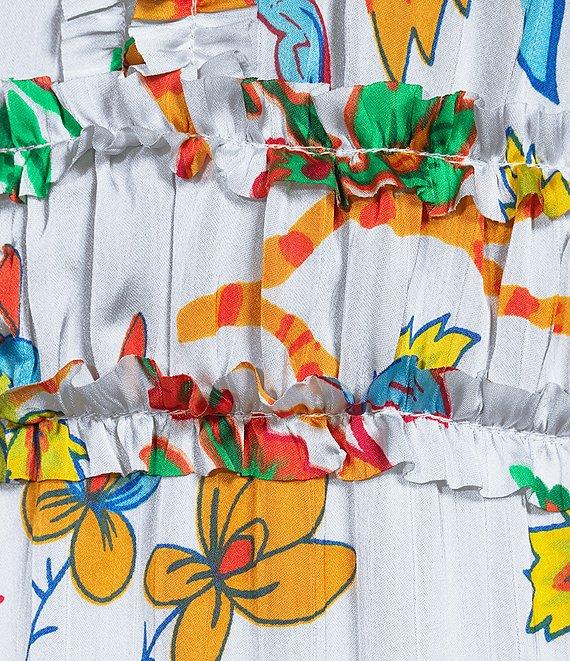 Chelsea & Violet Margaux Floral Print Long Sleeve Deep V-Neckline Plisse Dress Product Image