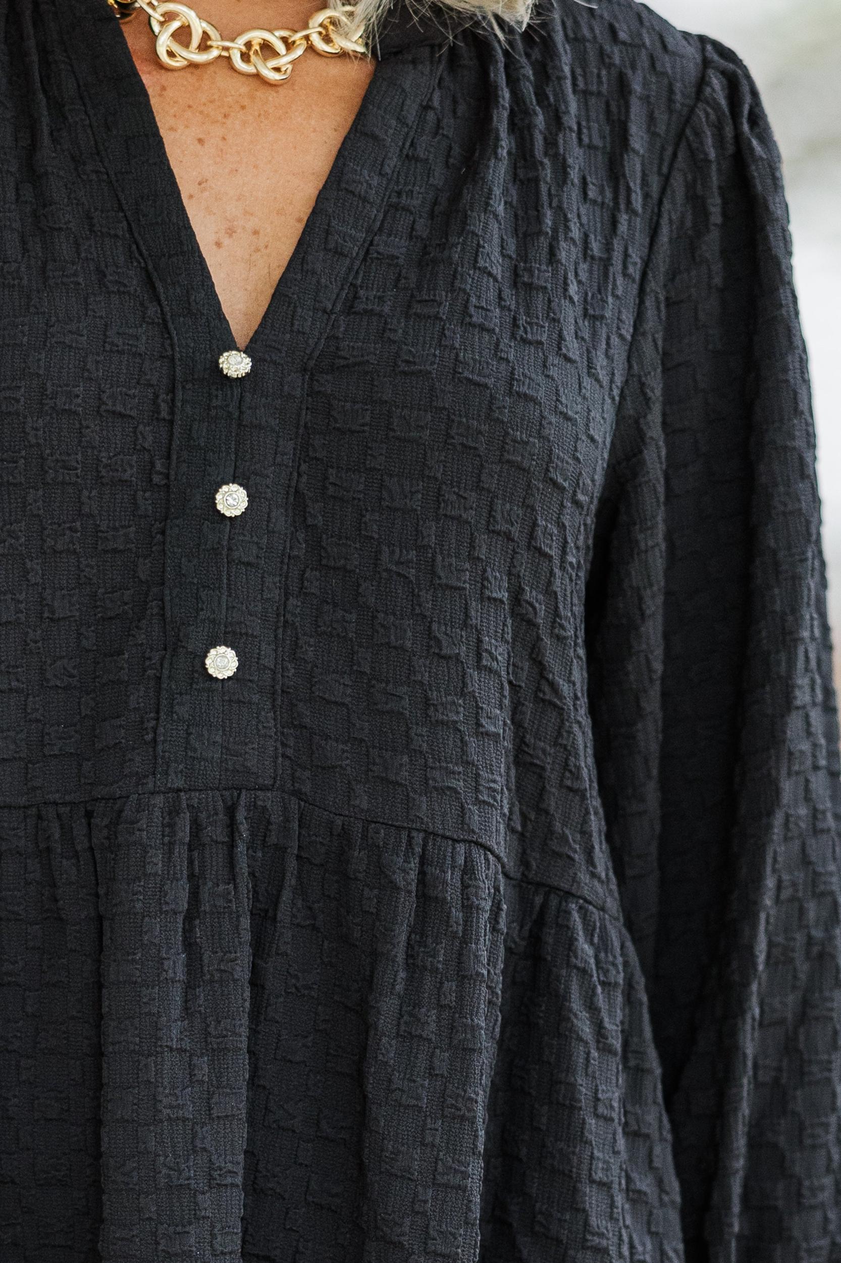 All Up To You Black Textured Dress Female Product Image