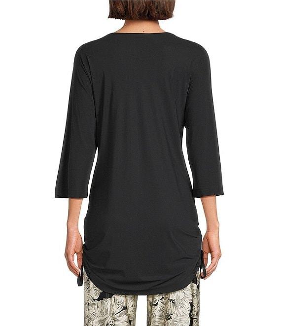 Bryn Walker Vanya Microfiber Jersey Round Neck 3/4 Sleeve Ruched Side Tunic Product Image