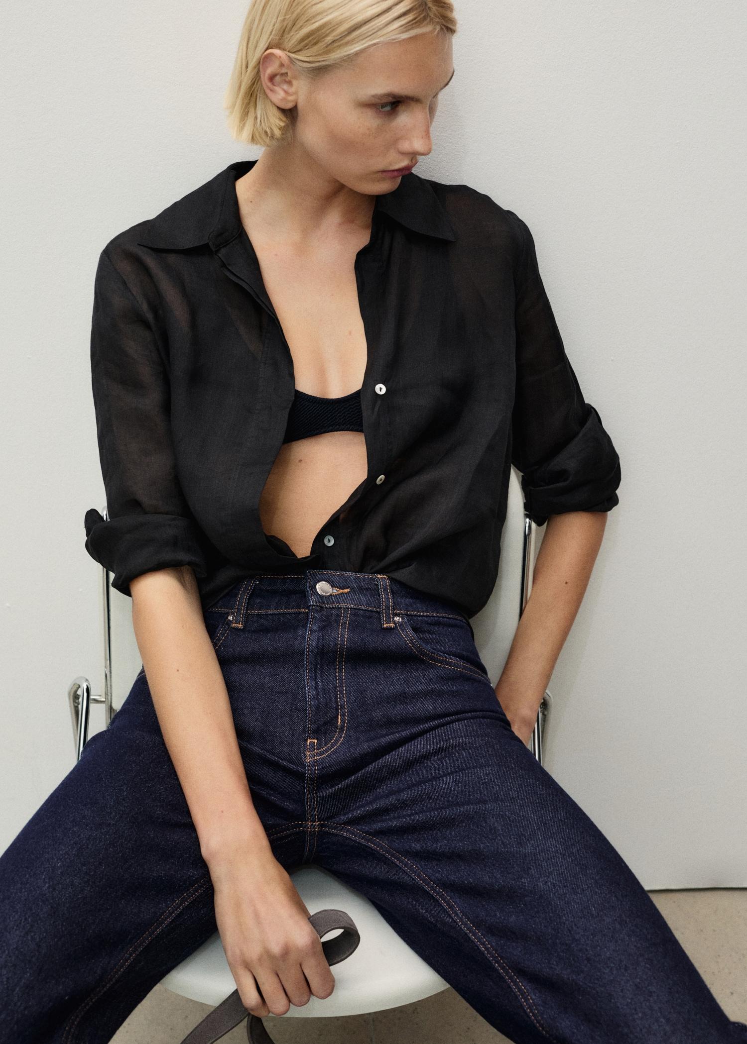 Rinse-wash flared jeans with openings - Women | MANGO USA Product Image