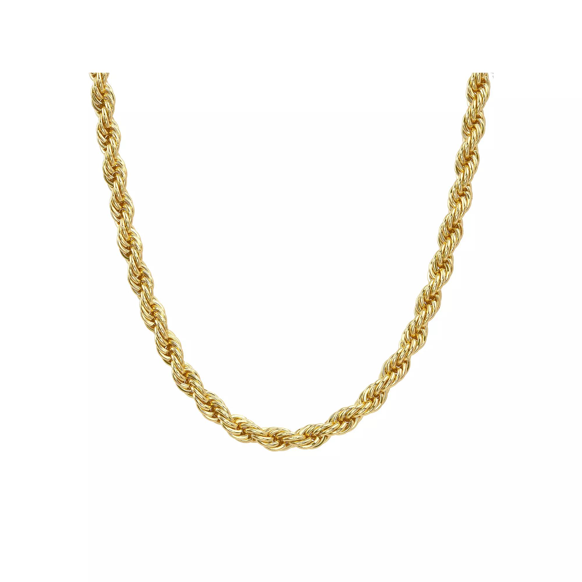 Men's 14k Gold Plated Rope Chain Necklace, Size: 16", Gold Tone Product Image